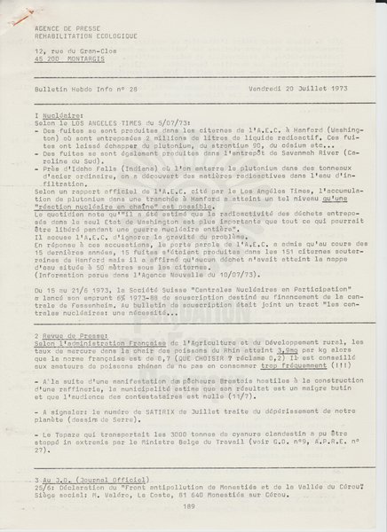 BULLETIN DE L'APRE N°28 (1973)