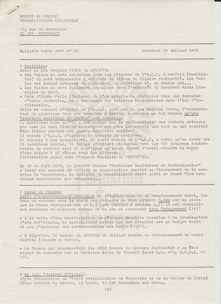 BULLETIN DE L'APRE N°28 (1973)