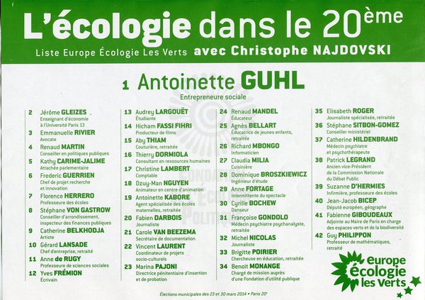L’écologie dans le 20ème (municipales 2014)