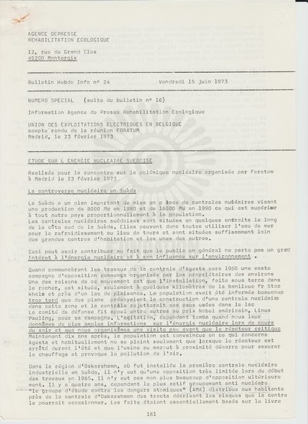 BULLETIN DE L'APRE N°24 (1973)