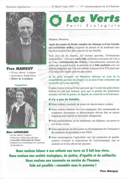 Yves MANGUY (législatives 1997)