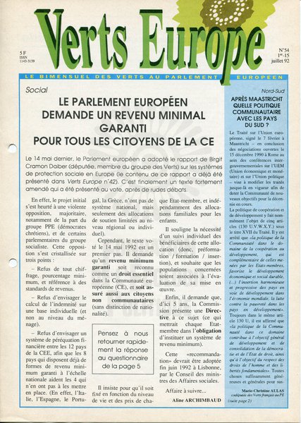 Verts Europe n°54 (1992)