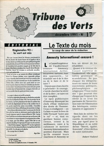 Tribune des Verts n°17 (1991)