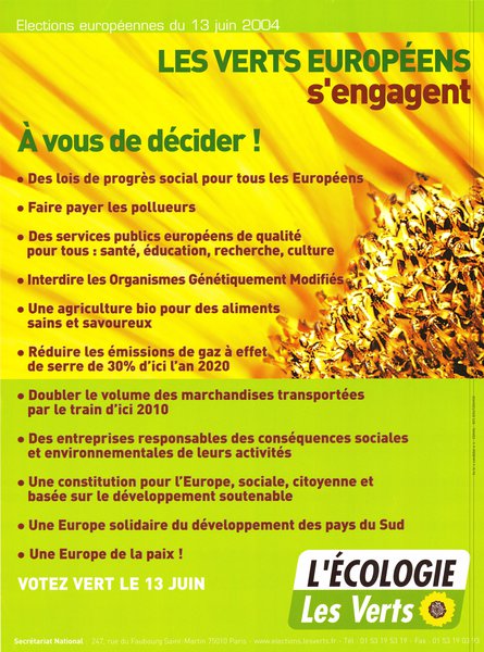 Les Verts européens s'engagent (européennes 2004)