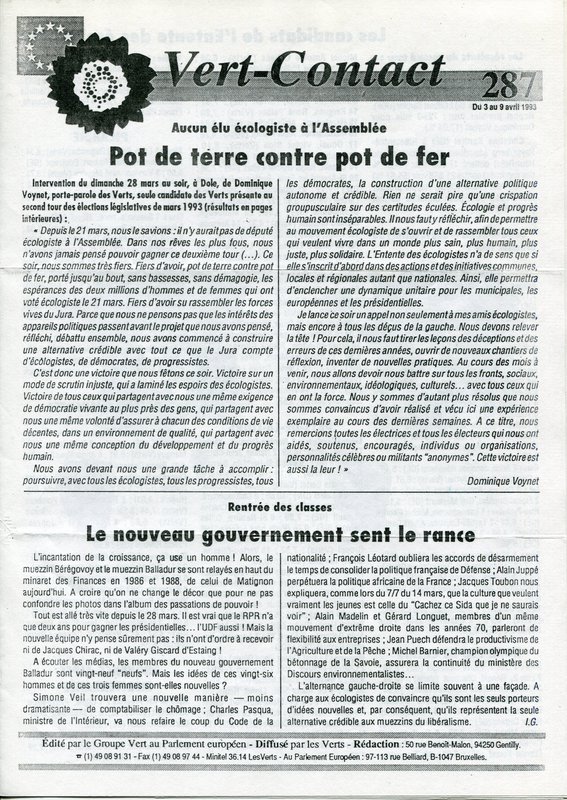 Vert-Contact n°287 (1993)