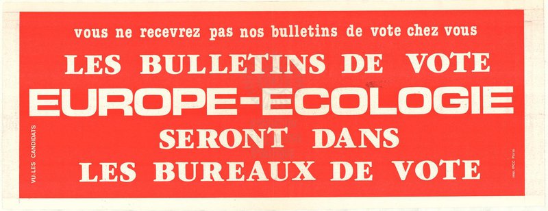 LES BULLETINS DE VOTE EUROPE-ÉCOLOGIE (européennes 1979)