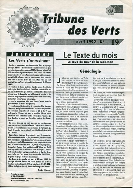 Tribune des Verts n°19 (1991)