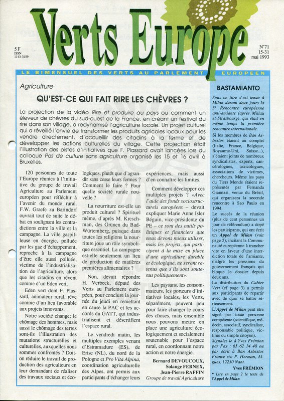 Verts Europe n°71 (1993)