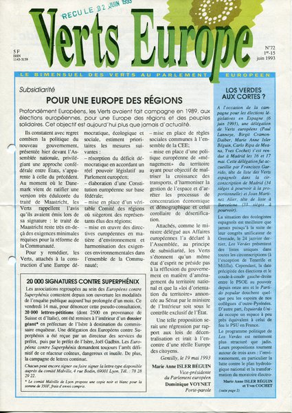 Verts Europe n°72 (1993)