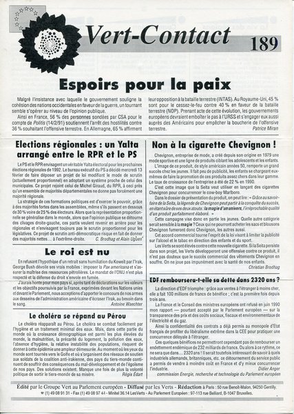 Vert-Contact n°189 (1991)