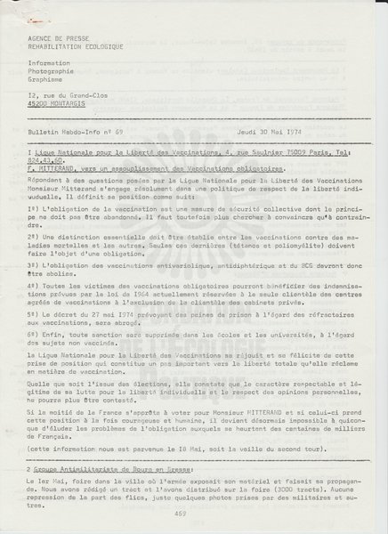 BULLETIN DE L'APRE N°69 (1974)