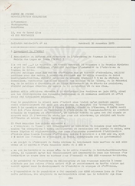 BULLETIN DE L'APRE N°44 (1973)