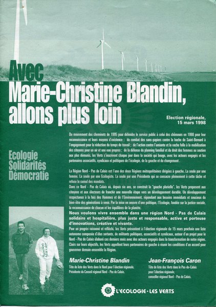 Avec Marie-Christine Blandin, allons plus loin (régionales 1998)