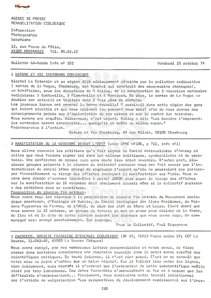 BULLETIN DE L'APRE N°102-103 (1974)