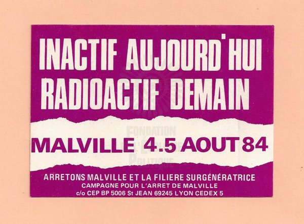 INACTIF AUJOURD’HUI RADIOACTIF DEMAIN (1984)