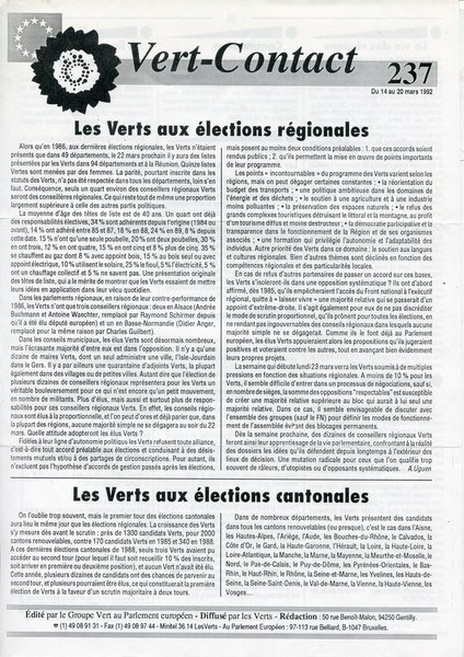 Vert-Contact n°237 (1992)