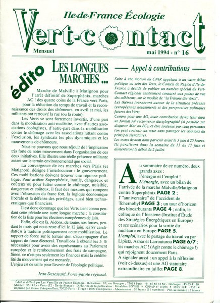 Vert-Contact Île-de-France n°16 (1994)
