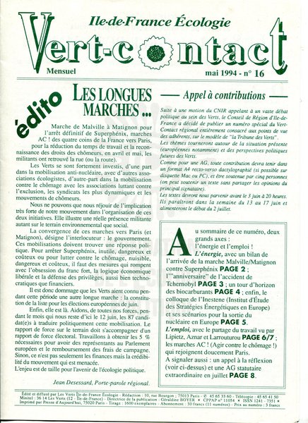Vert-Contact Île-de-France n°16 (1994)