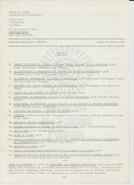 BULLETIN DE L'APRE N°115-116 (1975)