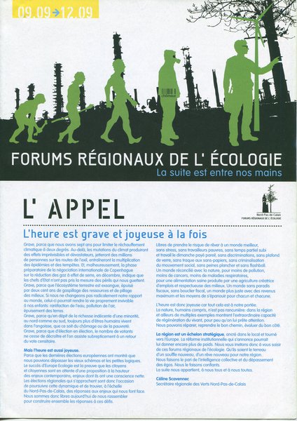 FORUMS RÉGIONAUX DE L’ÉCOLOGIE (2009)