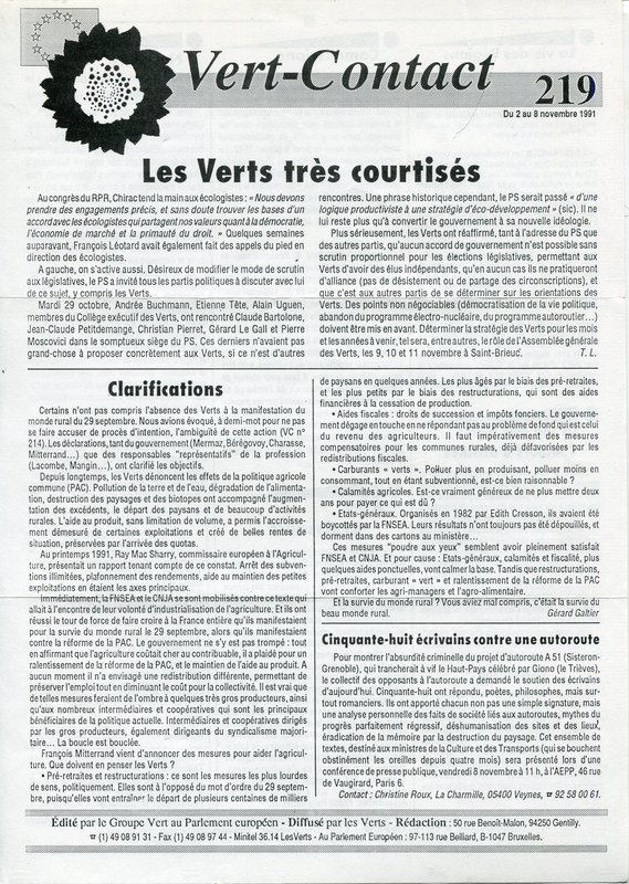Vert-Contact n°219 (1991)