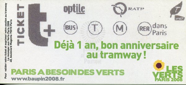 Déjà 1 an, bon anniversaire au tramway ! (municipales 2008)