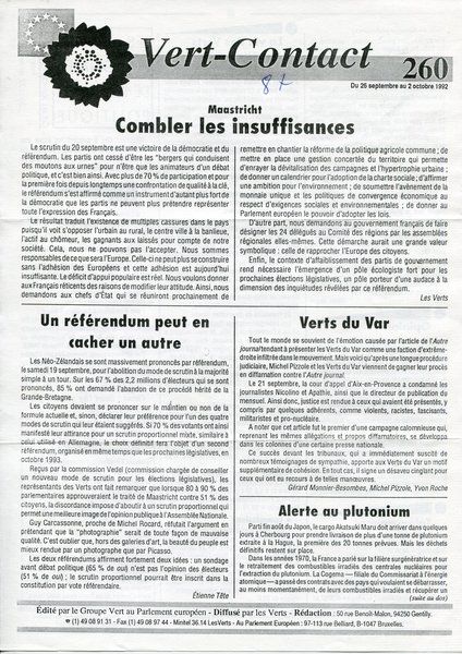 Vert-Contact n°260 (1992)
