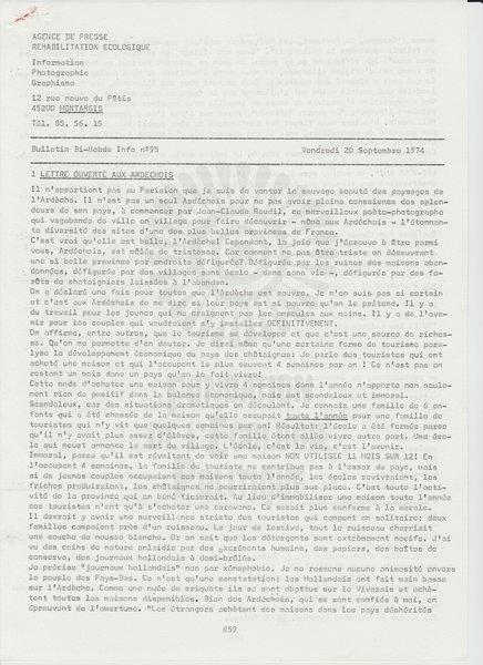 BULLETIN DE L'APRE N°95 (1974)