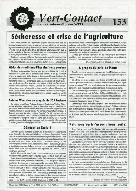Vert-Contact n°153 (1990)