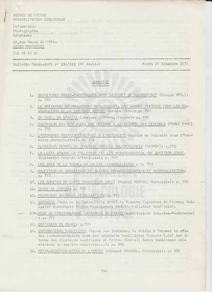 BULLETIN DE L'APRE N°110-111 (1974)