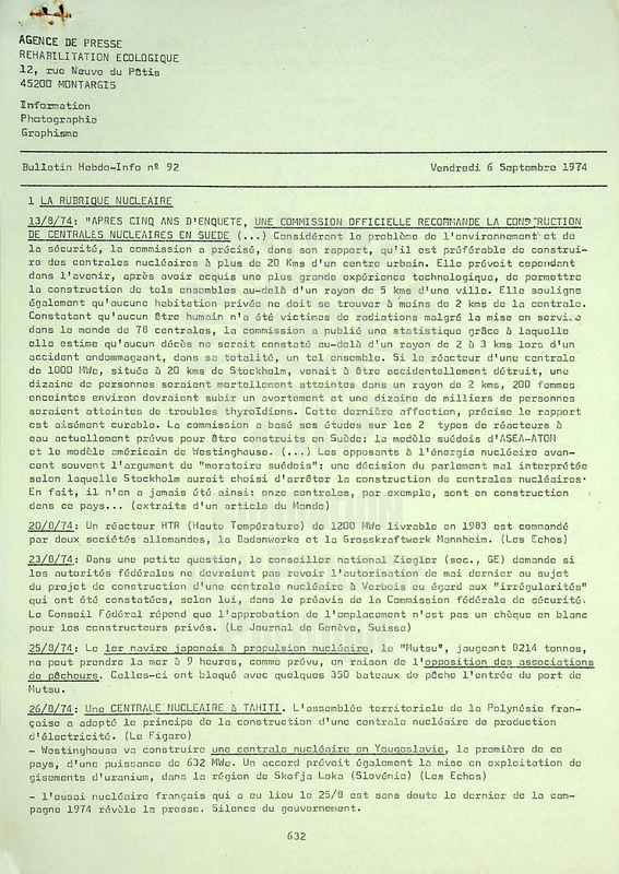 BULLETIN DE L'APRE N°92 (1974)