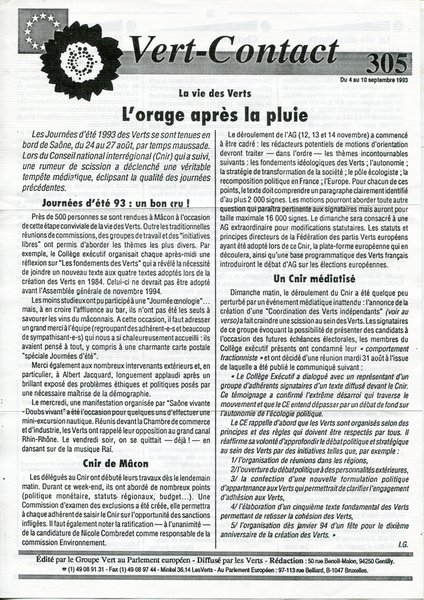Vert-Contact n°305 (1993)