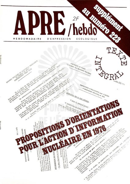 APRE HEBDO N°223 SUPPLEMENT (1976)