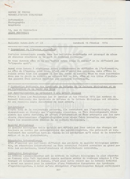 BULLETIN DE L'APRE N°53 (1974)