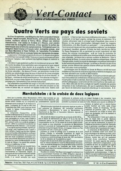 Vert-Contact n°168 (1990)