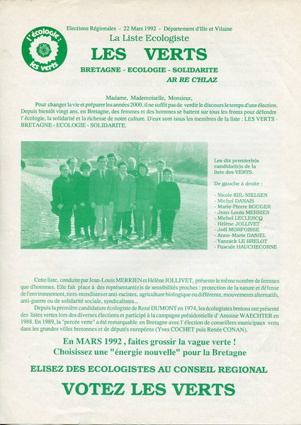 BRETAGNE – ÉCOLOGIE -SOLIDARITÉ (régionales 1992)