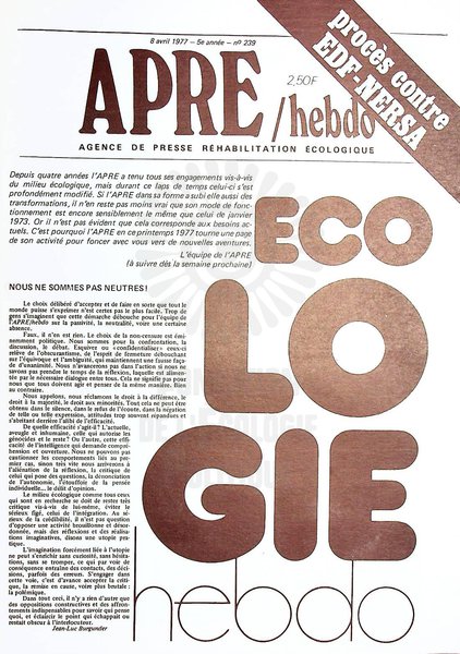 APRE HEBDO N°239 (1977)