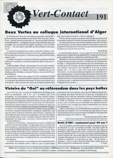 Vert-Contact n°191 (1991)