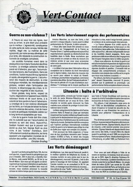Vert-Contact n°184 (1990)