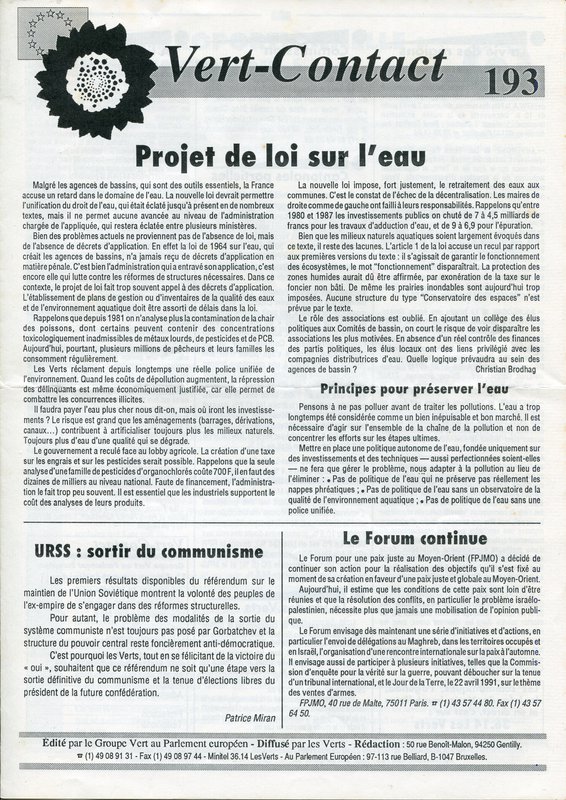 Vert-Contact n°193 (1991)