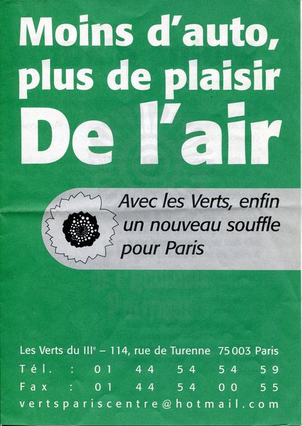 Moins d’auto, plus de plaisir (municipales 2001)