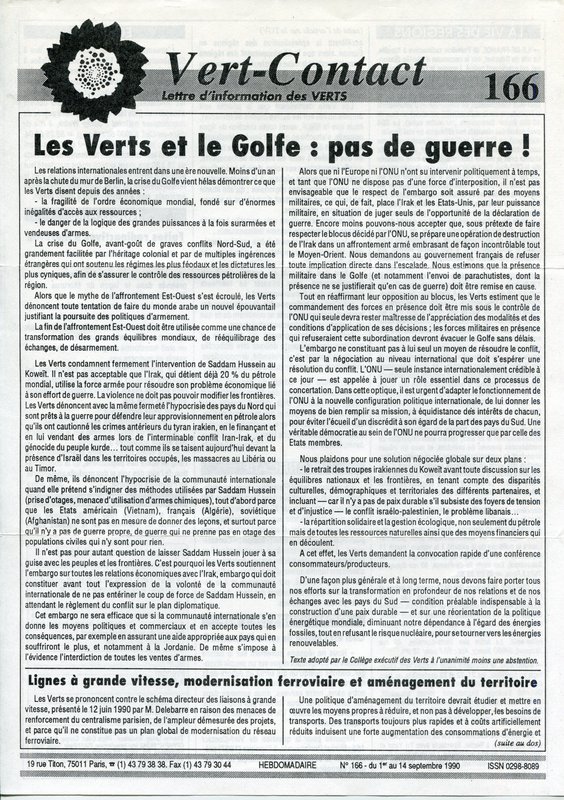 Vert-Contact n°166 (1990)