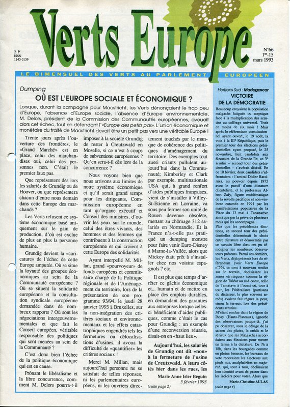 Verts Europe n°66 (1993)