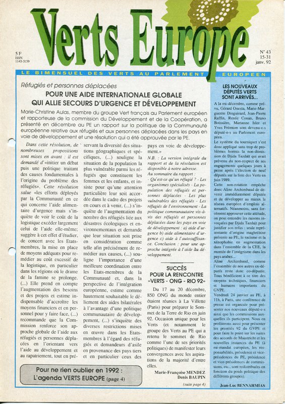 Verts Europe n°43 (1992)
