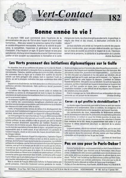 Vert-Contact n°182 (1991)