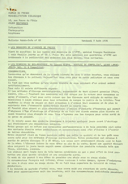 BULLETIN DE L'APRE N°89 (1974)