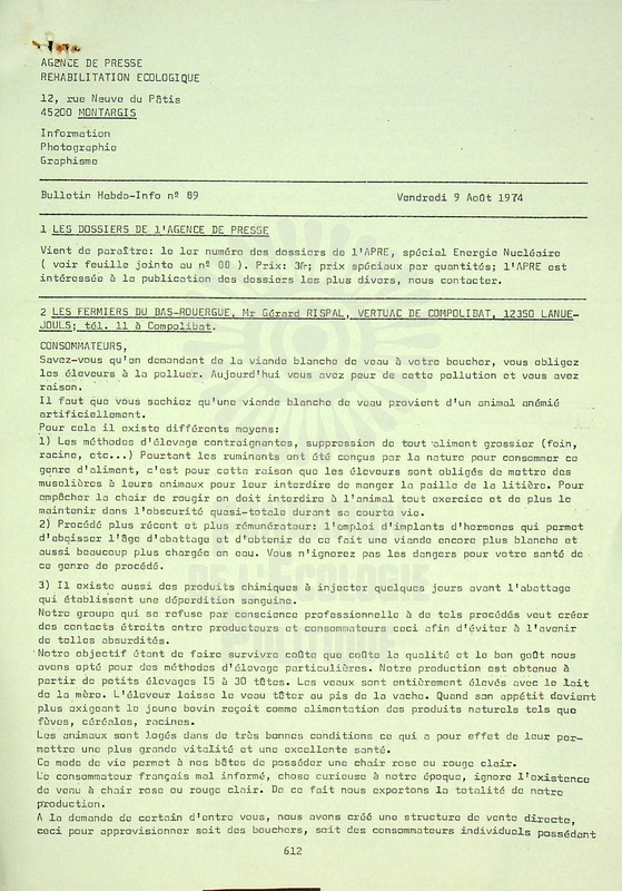 BULLETIN DE L'APRE N°89 (1974)