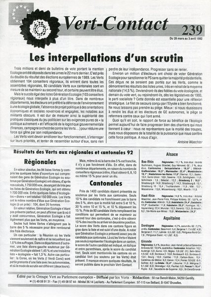 Vert-Contact n°239 (1992)