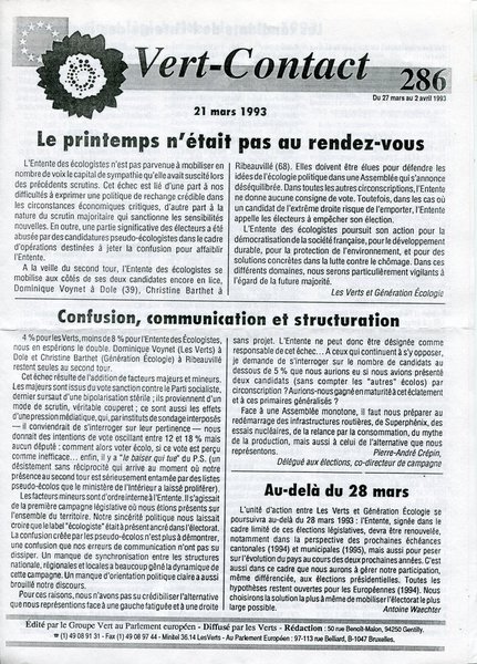 Vert-Contact n°286 (1993)