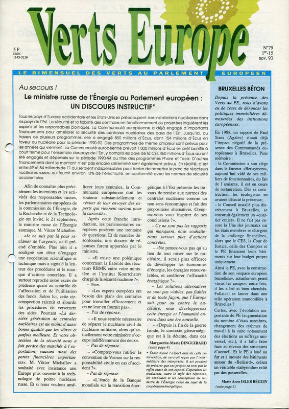 Verts Europe n°79 (1993)